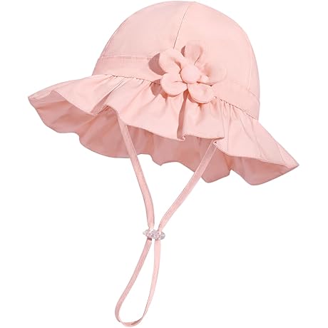 Baby Girl Wide Brim Bucket Hat for Sun Protection