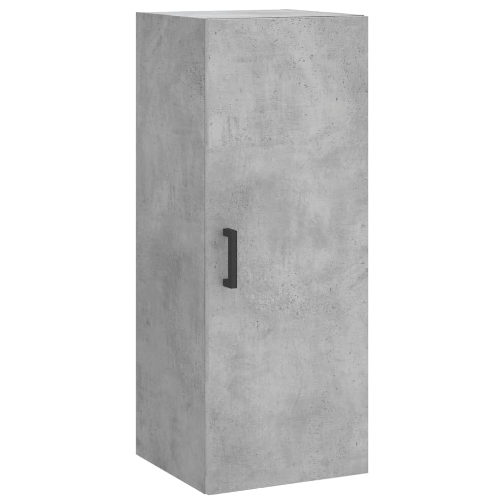 Kredens ze sklejki betonowej szarej wysokiej kredensu z metalowymi drzwiami i nogami do organizacji domu 34,5x34x180 cm