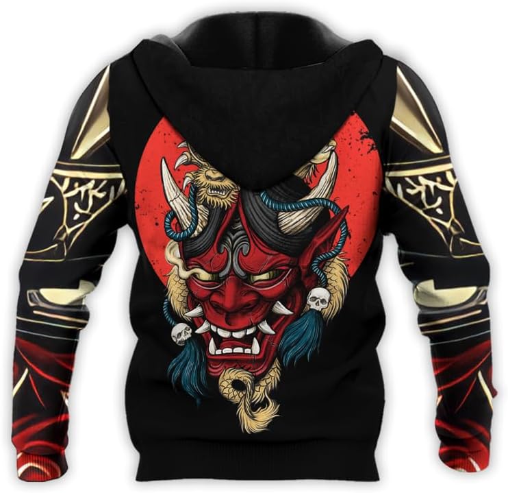 Samurai Men's Hoodie 3D Print Samurai Pullover Sweatshirts Unisex Long Sleeve Casual Hooded