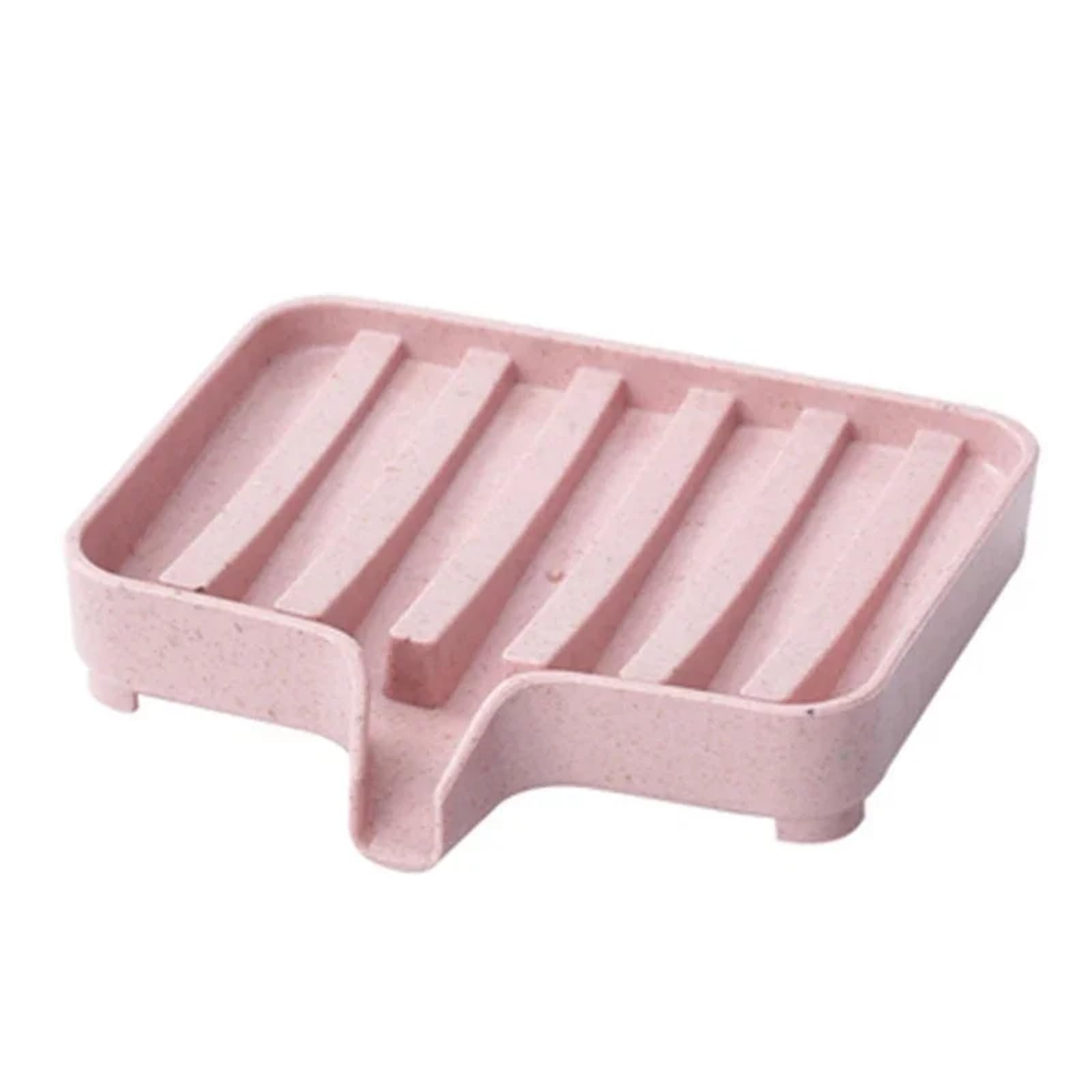 4Pcs Silicone Soap Dish Bathroom Self Draining Bar Holder Kitchen Sink Sponge Drain Portable Soaps Dishes Rack for Soap(Pink)