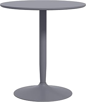 HOMCOM Round Dining Table, Modern Kitchen Table with Steel Base, Non-slip Foot Pad for Living Room, Dining Room, Grey