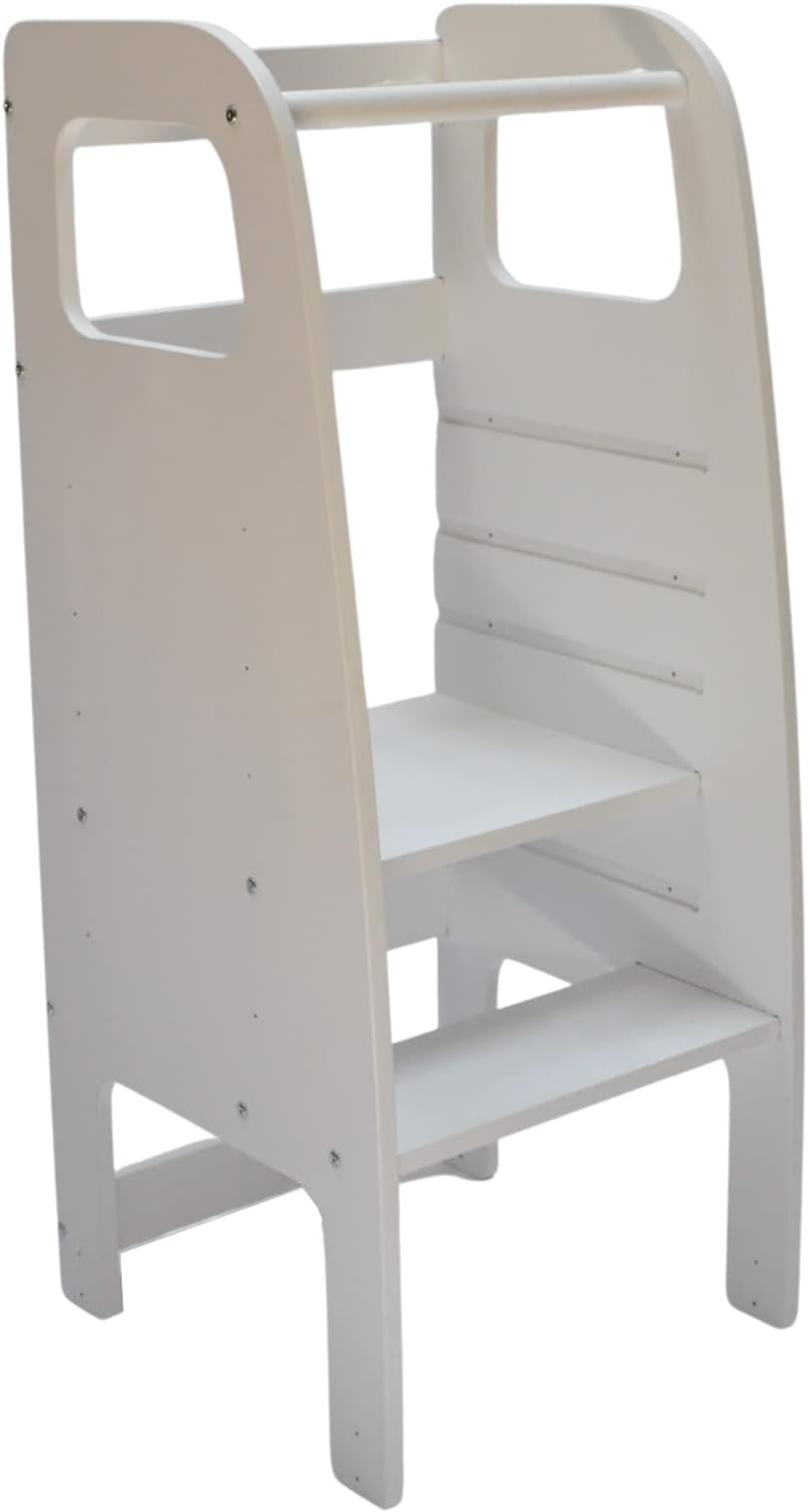 Atvi Kids - Learning Tower Adjustable Height - Kitchen Helper - Kitchen Stool - Toddler Step Stool - Activity Tower - Stepping Stool (White)