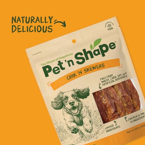 Image of Pet 'n Shape Chik 'n Skewers - Chicken Wrapped Rawhide Chew Dog Treats - 2 Pound | Premium chicken breast, Limited ingredients, Wheat and soy free, Everyday reward, For all life stages, High-protein snack