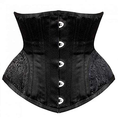 Womens 14 Steel Boned Waist Trainer Underbust Corset Top Embroidery Corsets Shapewear Hourglass Corselet Bustiers Black