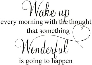 Naklejka ścienna cytat 'Wake Up Every Morning with The Thought That Someting Wonderful is Going to Happen' winyl sypialnia wystrój domu 57 x 40 cm