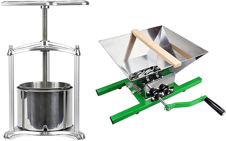 Fruit Wine Press and Crusher,100% Nature Apple&Grape&Berries Crusher Manual Juice Maker for Kitchen