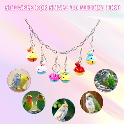 Image of Bird Toys, Bird Swing with Metal Coloful Bells, Bird Cage Accessories, Parakeet Toys, Parrot Toys for Budgie, Lovebird, Parakeet, Cockatiel, Quaker, Caique, Small to Medium Birds