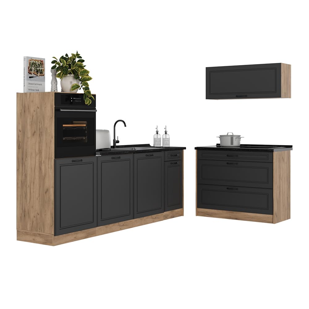 Vicco Aneks kuchenny "R-Line", Antracyt wiejski/Dąb goldkraft 220 cm