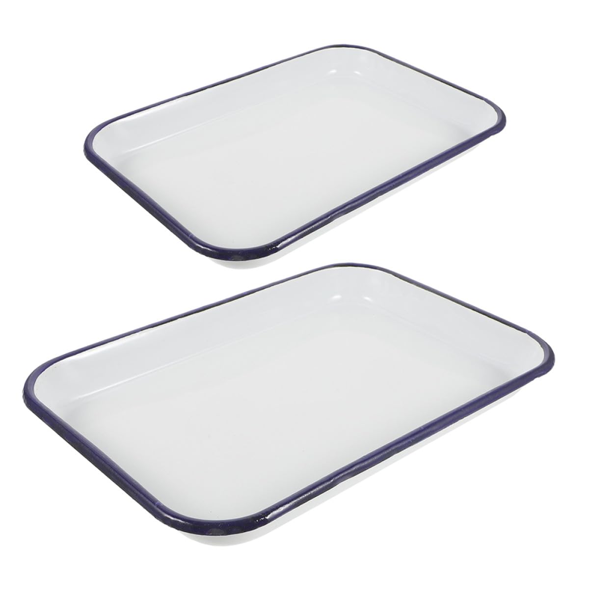 Cabilock 2 Bandejas Rectangulares Esmaltadas Multifuncionales Fáciles de Limpiar para Hornear Resistentes para Cocina y Repostería, Aptas para Horno y Uso Diario