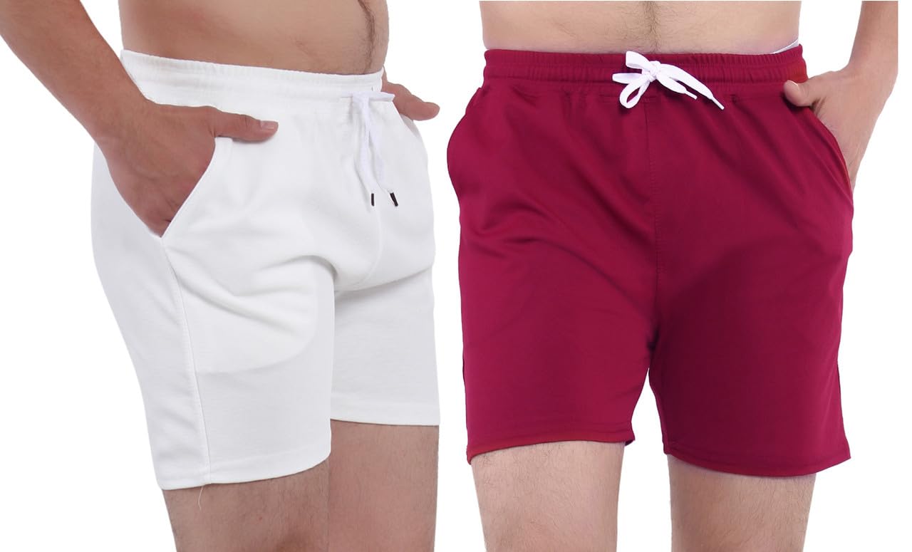 Men's Cotton Shorts Combo Lightweight Soft Fabric with Pockets Sports for Running Shorts Gym Shorts Half Pants (Pack of 2)-picture-19