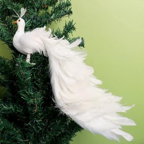 BestAlice White Peacock Christmas Ornaments 14.6 Inch