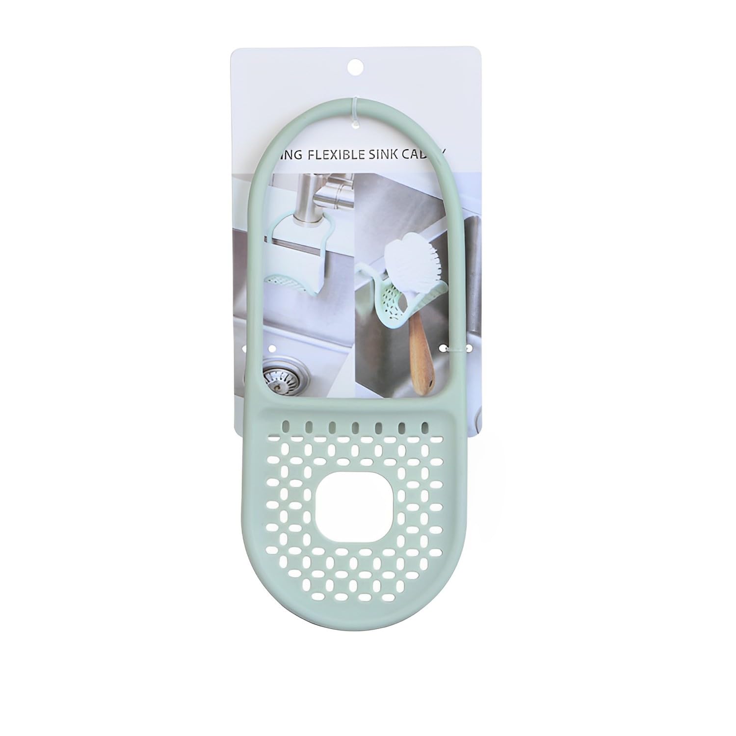 Sponge Holder Kitchen, Hanging Sponge Holder for Tap Practical Organiser, Black, No Drilling, Waterproof and Rustproof