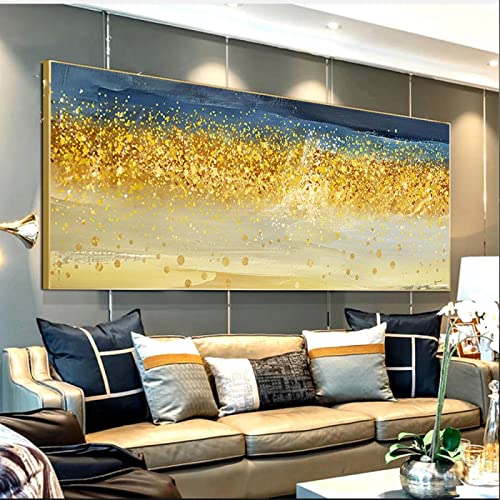 Abstrait HD mode de luxe feuille d'or bleu impressions sur toile format salon