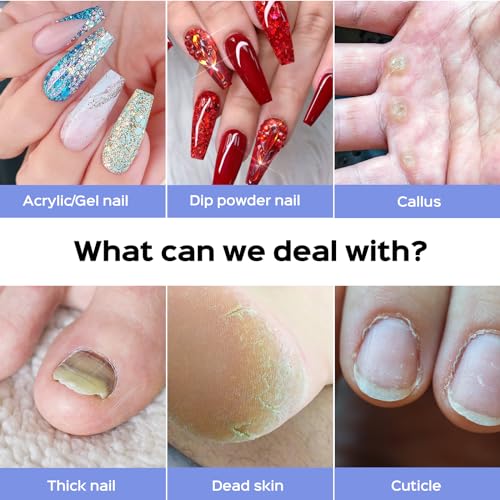 ماكينة حفر اظافر كهربائية من كوسلس: ادوات احترافية للمانيكير والباديكير لمسحوق جل الاكريليك، مجموعة تلميع الاظافر مع رؤوس واشرطة صنفرة، للاستخدام المنزلي وصالونات التجميل، ارجواني