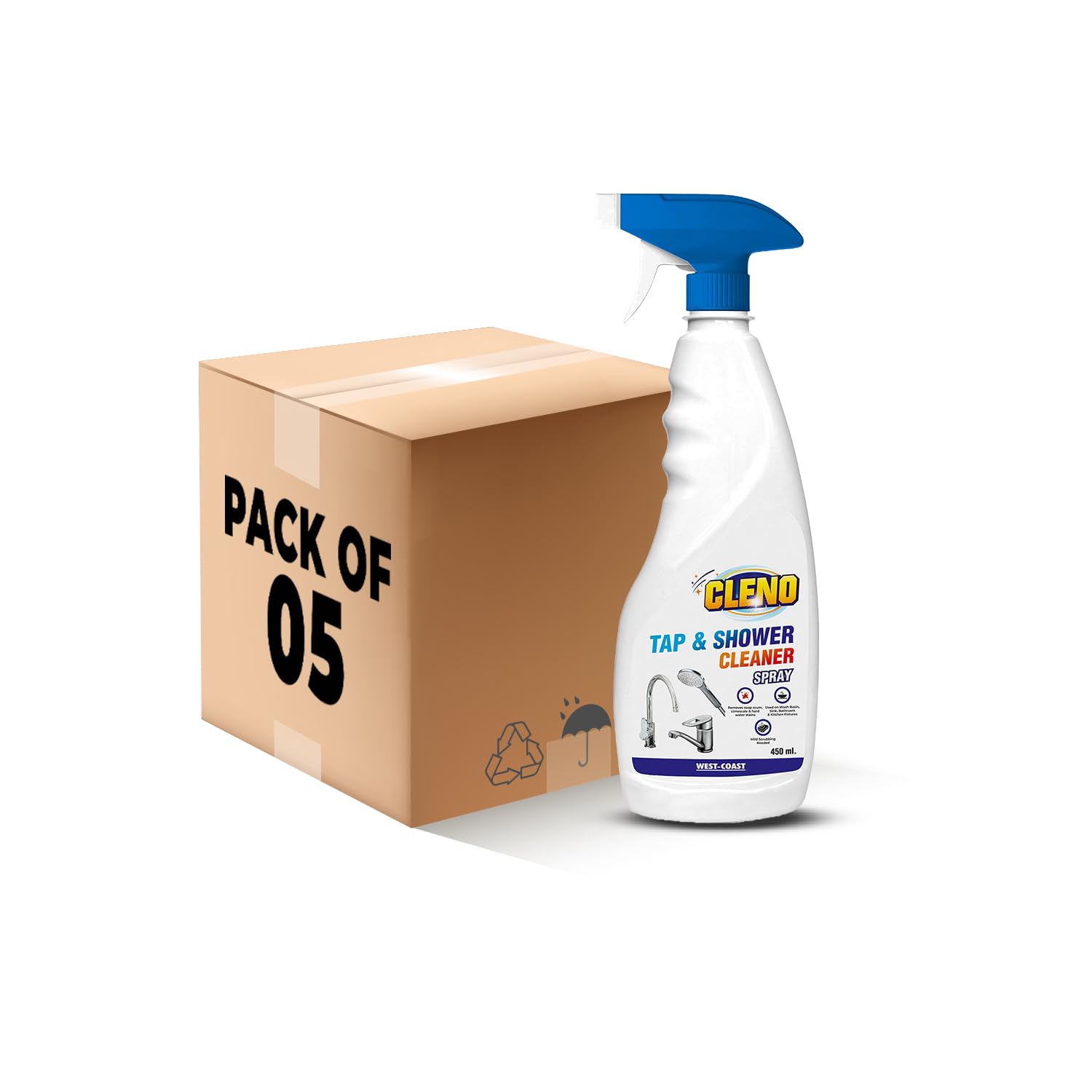 Cleno Tap & Shower Cleaner Spray to Clean Bathroom, Kitchen Tap, Shower, Faucet. Removes Limescale & Hard Water Spot, Soap Scum, Water Stains, Scaling - 450ml (Ready to Use) (Pack of 5) (B0CB6GQNBY) Amazon Price History, Amazon Price Tracker