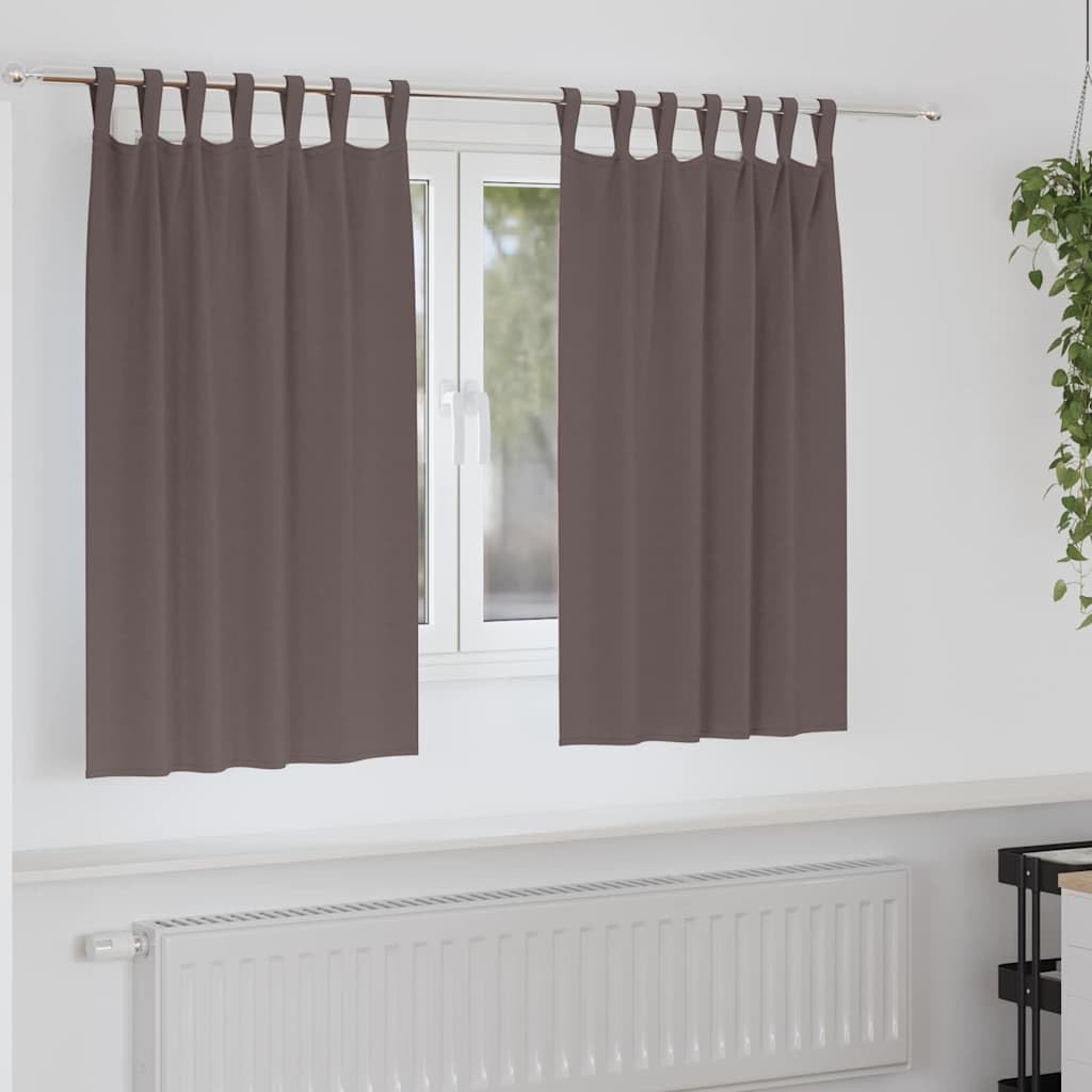 Rideaux occultants marron 140x140 cm en lot de 2 avec anneaux et crochets