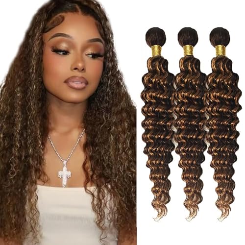 300g Color 30 Human Hair Bundles 22 24 26 Inch 4/30 Deep Wave Bundle Brazilian Virgin Hair 3 Bundles Highlight Bundle Human Hair Extensions