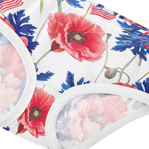 Flower Toddler Girls Underwear 2t Cotton Little Girl Panties Red Poppies Blue Leaves Briefs Kids Undies4
