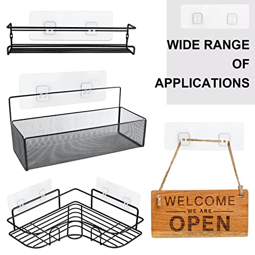 Fgsaeor 9-Pack Shower Caddy Adhesive Replacement, Transparent Adhesive Hooks Stickers, Strong Hook Strip For Shower Caddy Basket Shelf, Soap Holder, Bathroom Storage Corner Shelves, Kitchen Racks #TOP4