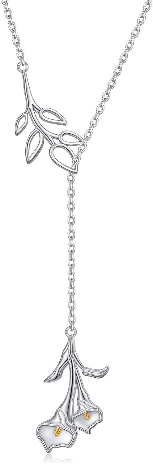 Long Necklace Sterling Silver Larait Bar Y Lariat Long Chain Drop Adjustable Necklace Gift for Her, 30"