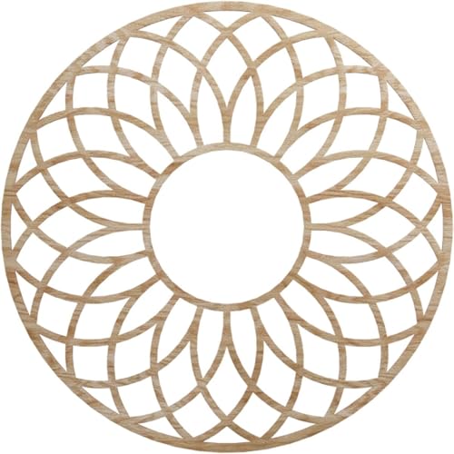 Image of Ekena Millwork 40 inchOD x 13 5 /8 inchID x 1 /4 inchT Cannes Wood Fretwork Pierced Ceiling Medallion, Red Oak