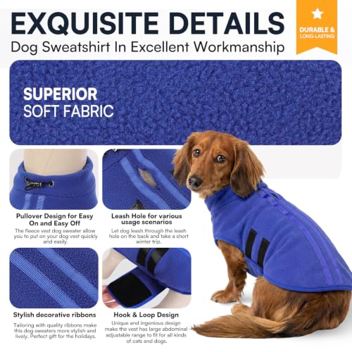 Image of Queenmore Small Dog Sweater,Fleece Dachshund Sweater Jacket with Leash Hole