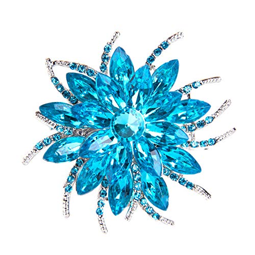 Image of Sparkling Crystal Flower Brooch Pins for Women Dainty Rhinestone Flower Shape Brooch Pin Suit Scarf Hats Decoration Wedding Jewelry