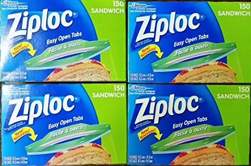 Ziploc Sandwich Bags, 150 Count (Pack of 4)