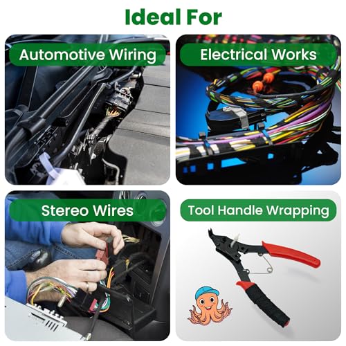 Image of Wire Harness Cloth Electrical Tape, 1 Inch x 50 FT (3 Rolls), Automotive Wire Loom Heat Wrap Tape - Fabric Felt Cloth Wiring Harness Tapes, Heat Resistant for Car Engine, Wires, Electrical Wiring