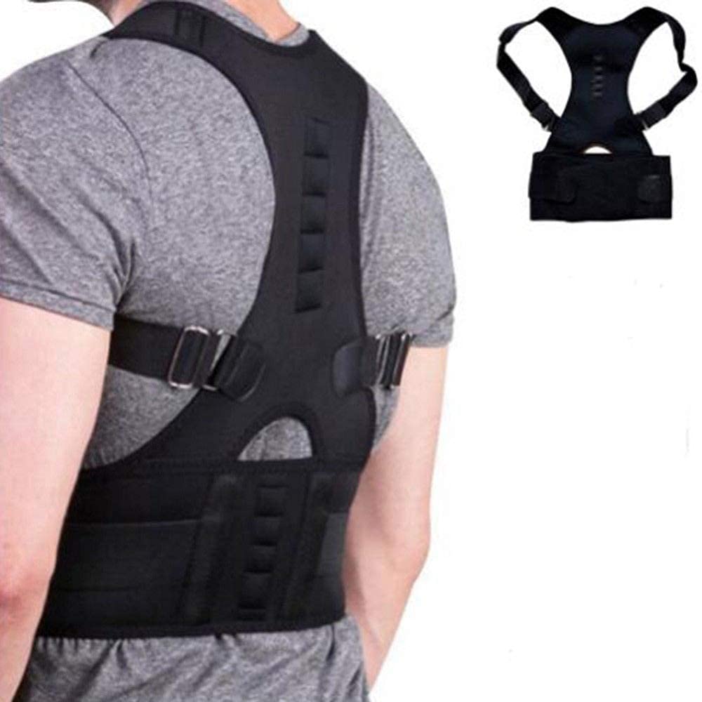 Correttore posturale Supporto clavicola Correttore Terapia Magnetica Schiena Dritta Spalla Tutore Cintura Correttore Regolabile Uomo Donna Tutore Schiena(Beige-L)
