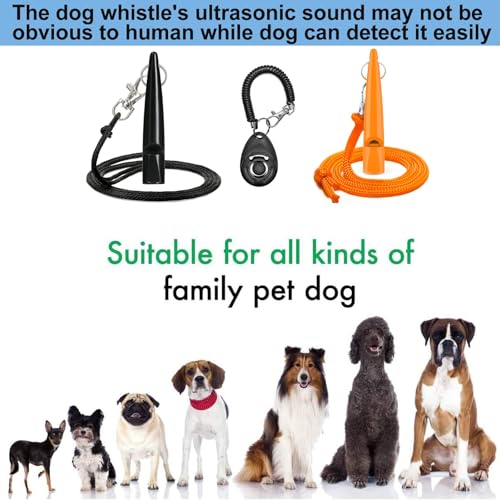 AHEJIOO 2 Pack Hundepfeife Gegen Bellen Mit Klicker & 1 Lanyard, Hundepfeife Rütter Rückruf, Verstellbare Hundepfeife Gegen Bellen, Laut Und Weitreichend, Für Die Hundeausbildung(Orange/Schwarz)
