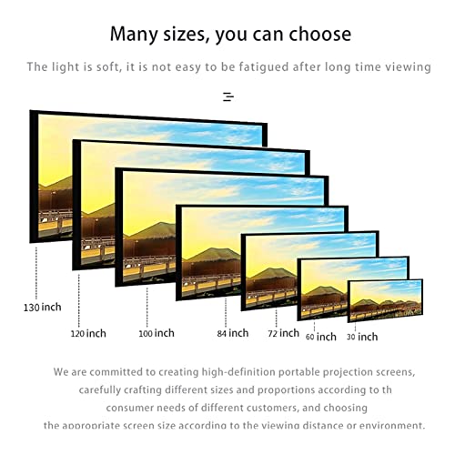 Projector 16:10 Anti Light Curtain 92 Inches with Black Border and Hole Portable 3D HD Projection Screen Gaming, Office miniatura 3