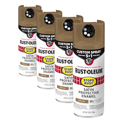 Image of Rust-Oleum 376878 Stops Rust Custom Spray 5-in-1 Spray Paint, 12 oz, Satin Dark Taupe (Pack of 4)