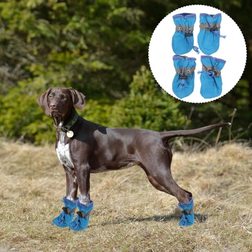 UKCOCO Waterproof Dog Boots for Small to Medium Dogs Anti-Slip Outdoor Pet Shoes with Paw Protection Lightweight All-Season Blue Booties Set of 4 - Image 2