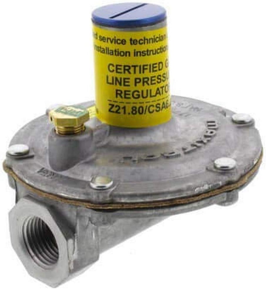 325-3L-1/2 – 1/2" Line Regulator for 2 PSI Natural Gas or Propane Systems, 10 PSI Inlet Pressure, Horizontal Upright Mounting, Aluminum Construction, Made in USA, 12” x 12” x 6”