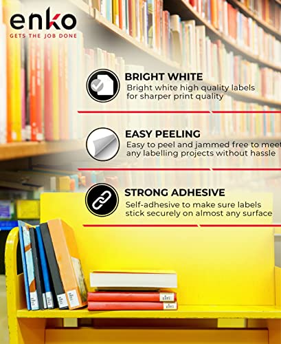 Enko Compatible 30347 Dymo Book Spine Labels (1" X 1-1/2") 12 Rolls, 9000 Library Book Barcode Labels - Use With Dymo Labelwriter 450, 4Xl, 450 Turbo Printer, Rollo Printer #TOP4
