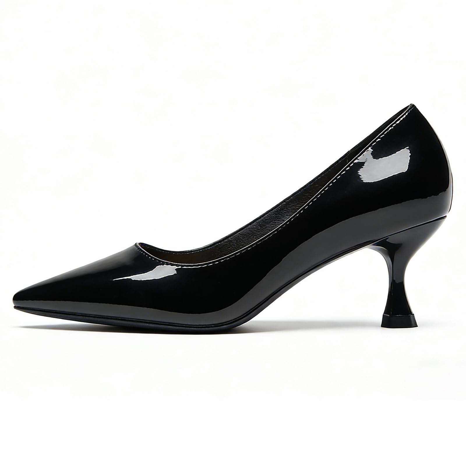 Damskie buty wsuwane ze szpiczastym noskiem damskie niskie obcasy buty do sukienki wygodne na średnim obcasie kocięta czółenka robocze biznes na co dzień biuro, Czarny obcas 5 cm, 36.5 EU