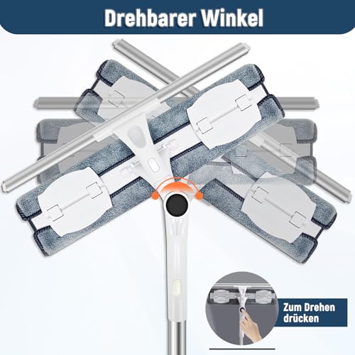 Teleskop Fensterwischer 388 cm, Professioneller Fensterputzer Set, 2 In 1 Teleskopstange Fensterreinigung mit 39 cm Squeegee und 39cm Mikrofasertuch für Hohe Fenster Im Innen und AußEnbereic