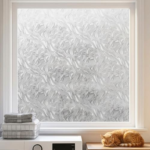 Decorative Window Film Stainded Glass Ocean Waves Privacy Sliding Door