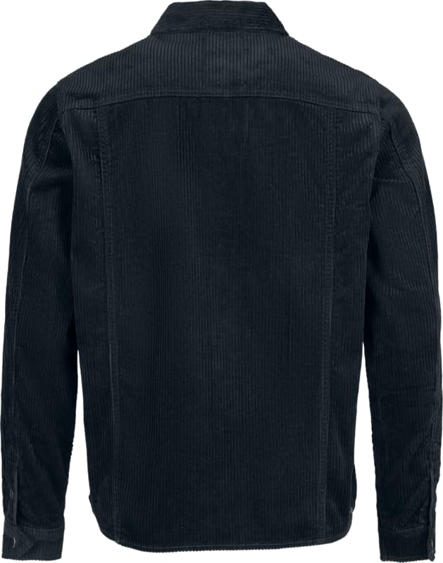 Black Premium by EMP Uomo Camicia nera a maniche lunghe con tasca sul petto