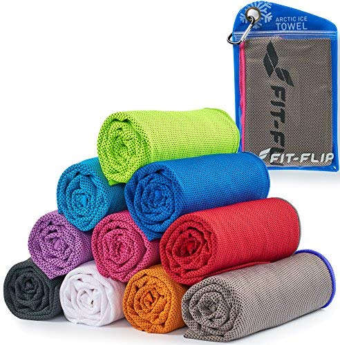 Cool Towel pour Sport & Fitness u0096 Serviette Microfibre/Serviette rafraîchissante comme Serviette de Refroidissement pour Voyages & Yoga u0096 Couleur: Gris - Rose, Dimensions: 100x30cm