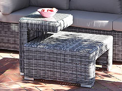 Beauty.Scouts 5-TLG. Loungesofaset Bali Rattan grau Polyrattan inkl. Polster Taupe mit Sonnendach Gartenpolster Loungemöbel Gartenlounge wetterfest – Bild 8