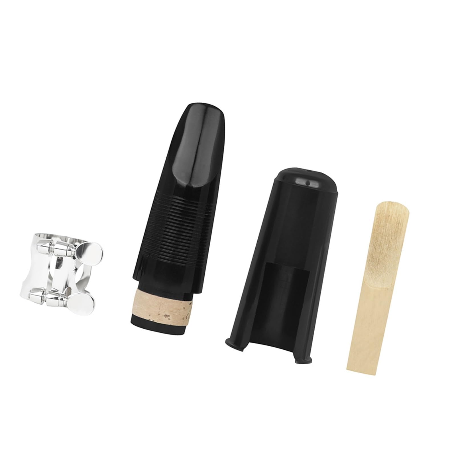 Piezas de repuesto para clarinete Juego De Boquillas De Tubo Negro Para Clarinete Boquilla De Corcho Tapa Negra Clip Plateado Cañas Accesorios Para Instrumentos Musicales