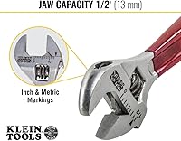 Vista 3 de Klein Tools D506-4 Llave de accionamiento ajustable, forjada con acabado cromado pulido y un mango sumergido de plástico, 4 pulgadas