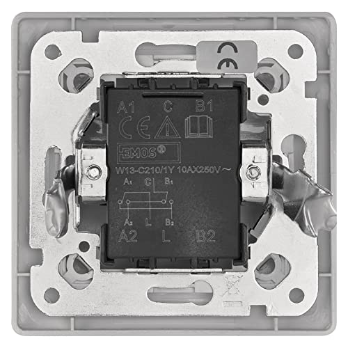 EMOS A6100.2 Kreuzschalter in Weiss (Glanz), mit einer Wippe, 250 V~/10 AX, Kunststoff, ohne Unterputzdose, Schutzklasse IP20 für Innen