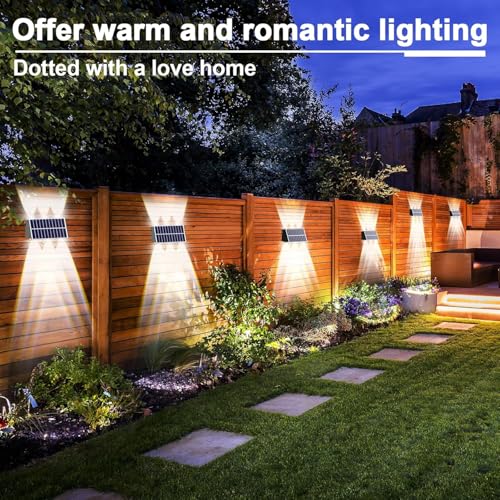 Image of Garden Art Solar Powered Wall Lights Outdoor Waterproof Up and Down Lights Outside LED Wall Washer Lighting for Yard Garden Patio (Warm White, 6LED 1 Pack) GAXLTD-P5091