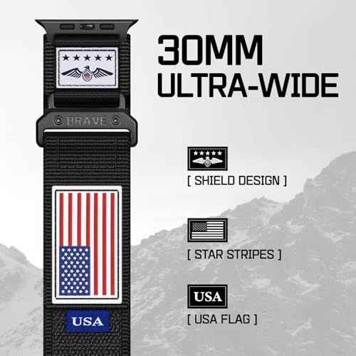 Image of Sport Bands Compatible with Apple Watch Ultra 3 Band 49mm 46mm 45mm 44mm 42mm Men Women, Rugged Nylon Loop Strap with Durable Metal Stars-Stripes Flag for iWatch Ultra /Series 11 10 9 8 7 6 5 4 SE 3 2