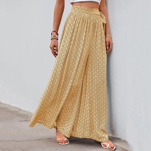 Women High Waist Wide Leg Pants Summer Casual Palazzo Pants Lounge Beach Trousers3