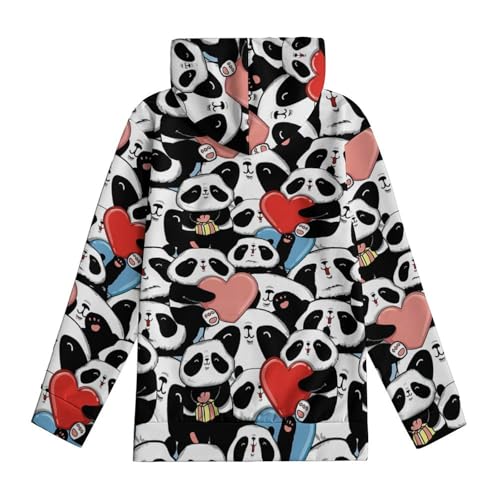 Pandas Pattern Hoodie Teenager Sweatshirts Pullover Hoodies Casual Loose Big Kids Hooded Sport Shirt Tops 7-18 Years4