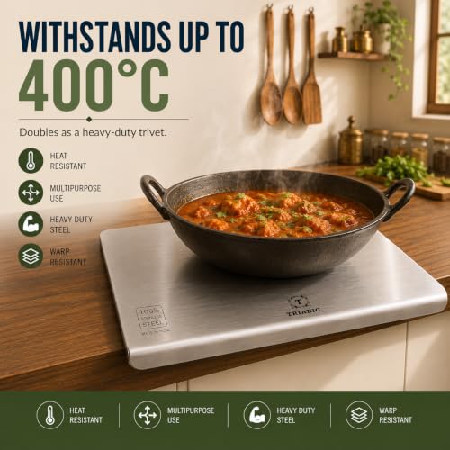 Image of Triadic Stainless Steel Chopping Board | Food Grade SS Cutting Board | Double Sided | Non-Porous | Odor Resistant | Dishwasher Safe | Heavy Duty I Kitchen Cutting Board